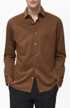 Mango Easy Iron Comfort Stretch Button-up Shirt In Burnt Orange