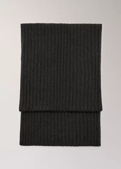 Mango Écharpe Côtelée En Cachemire In Gris Anthracite