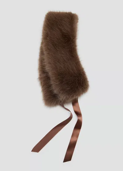 Mango Écharpe Effet Fourrure Avec Naud Satiné In Marron