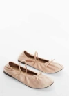 Mango Elastic Satin Ballerinas Beige In Beige