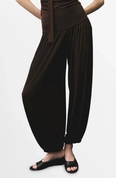 Mango Elastic Waist Balloon Pants In Brown