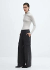 Mango Elastic Waist Cargo Trousers Charcoal In Gris Anthracite