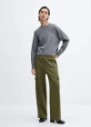 Mango Elastic Waist Cargo Trousers Khaki