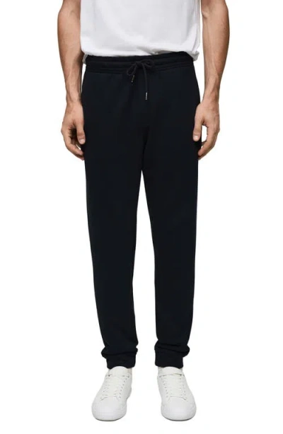 Mango Elastic Waist Cotton Blend Joggers In Dark Navy