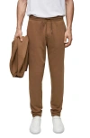 Mango Elastic Waist Cotton Blend Joggers In Medium Brown