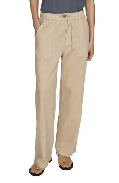 Mango Elastic Waist Drawstring Pants In Sand