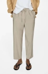 Mango Elastic Waist Jogger Trousers In Beige