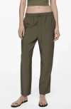 Mango Drawstring Jogger Trousers Khaki In Khaki