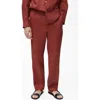 Mango Elastic Waist Linen Pants In Burgundy