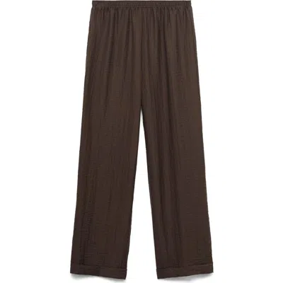 Mango Elastic Waist Lyocell Blend Pants In Brown