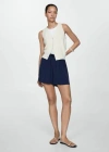 Shop Mango Lyocell Shorts With Elastic Waist In Dark Blue