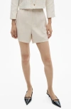 Mango Elastic Waist Shorts In Beige