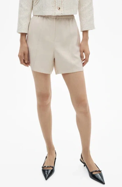 Mango Elastic Waist Shorts In Beige