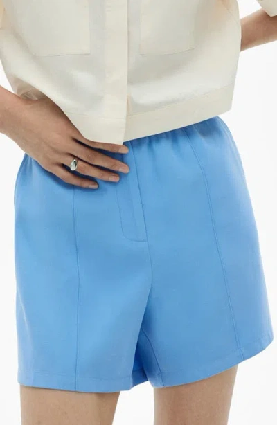 Mango Elastic Waist Shorts In Blue