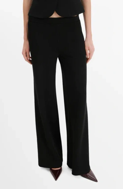 Mango Elastic Waist Straight Leg Suit Pants In Black