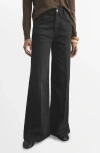 Mango Cotton Pleat Front Wide Leg Jean In Black