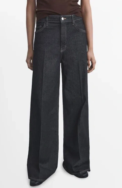 Mango Elise High Waist Wide Leg Jeans In Blue