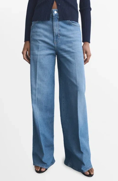 Mango Elise High Waist Wide Leg Jeans In Blue