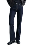 Mango Elle Split Hem Flare Leg Jeans In Dark Blue