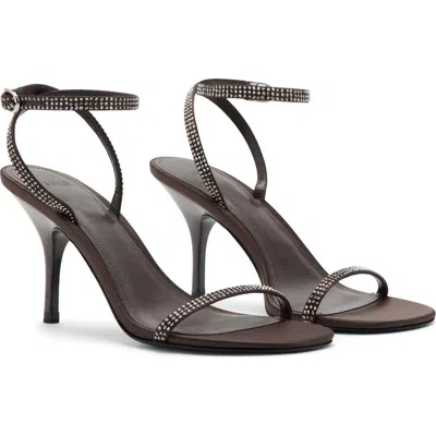 Mango Embellished Ankle Strap Sandal In Brown