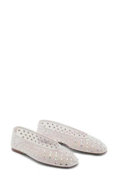 Mango Embellished Ballet Flat In White