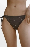 Mango Embellished Bikini Bottoms In Brown