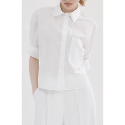 Mango Embellished Faux Pearl Button-up Shirt In White