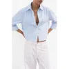 Mango Embellished Stripe Button-up Shirt In Blue