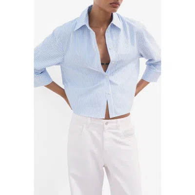 MANGO MANGO EMBELLISHED STRIPE BUTTON-UP SHIRT