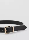 Mango Embossed Buckle Belt In Black
