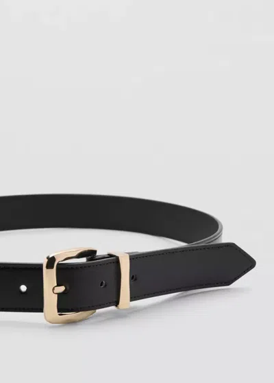 Mango Embossed Buckle Belt In Black