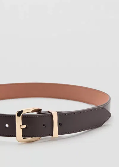 Mango Embossed Buckle Belt In Brown