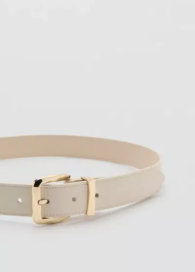 Mango Embossed Buckle Belt In Neutral