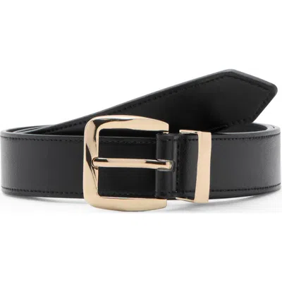 Mango Embossed Buckle Faux Leather Belt In Black