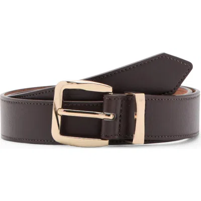 Mango Embossed Buckle Faux Leather Belt In Brown