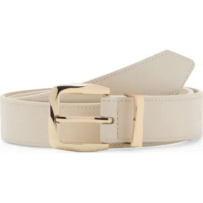 Mango Embossed Buckle Faux Leather Belt In Neutral