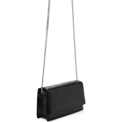 Mango Embossed Faux Leather Crossbody Bag In Black