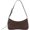 Mango Embossed Faux Leather Shoulder Bag In Brown