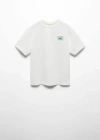 MANGO EMBOSSED MESSAGE T-SHIRT OFF WHITE