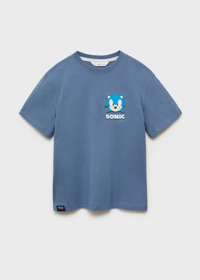 Mango Kids' Embossed Sonic T-shirt In Blue