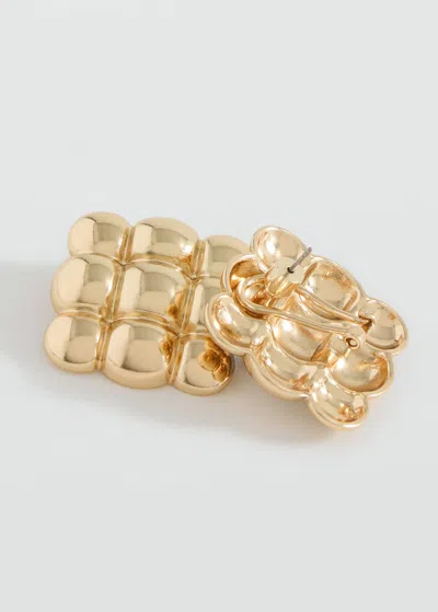 Mango Embossed Square Earrings Gold