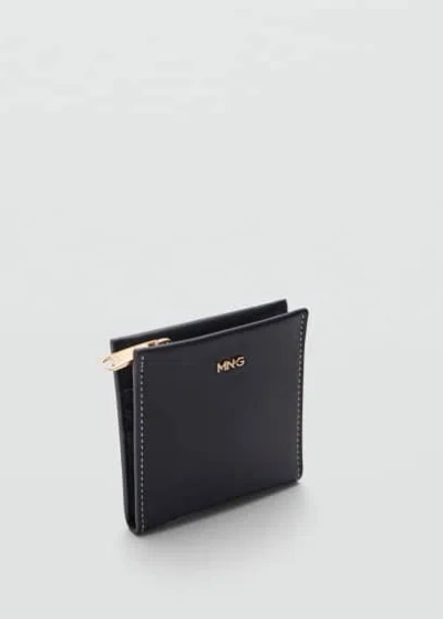 Mango Embossed Wallet With Logo Dark Navy