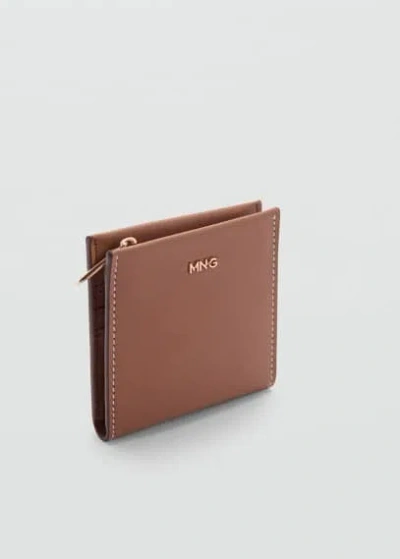 Mango Embossed Wallet With Logo Leather