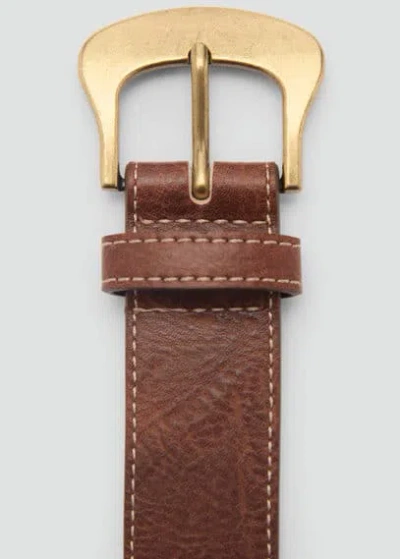Mango Embroidered Belt Brown