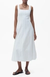 Mango Embroidered Bubble Hem Sleeveless Midi Dress