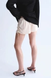 Mango Embroidered Cinched Shorts In Neutral