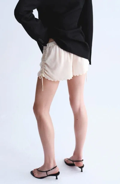 Mango Embroidered Cinched Shorts In Neutral