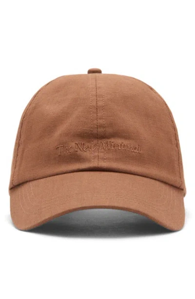 MANGO MANGO EMBROIDERED COTTON & LINEN BASEBALL CAP