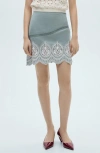 Mango Embroidered Cotton Blend Miniskirt In Blue