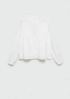 Mango Embroidered Cotton Blouse White In White